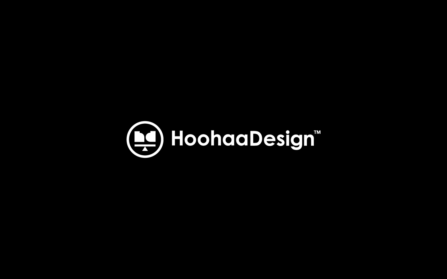 Hoohaa Logo Design in White Reversed on Black with Type