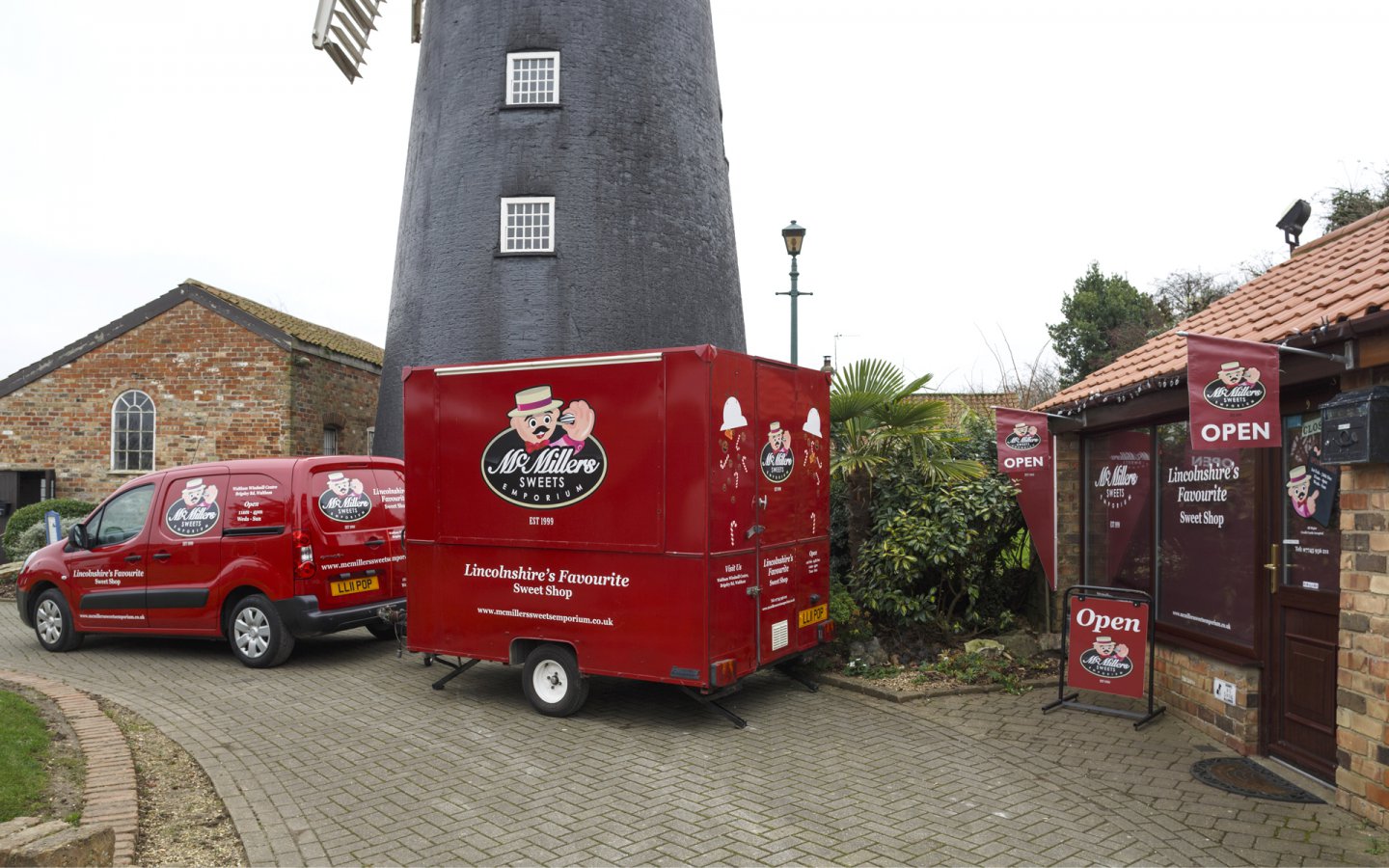 McMillers Sweets Emporium Logo Design on Van and Mobile Sweets Trailer