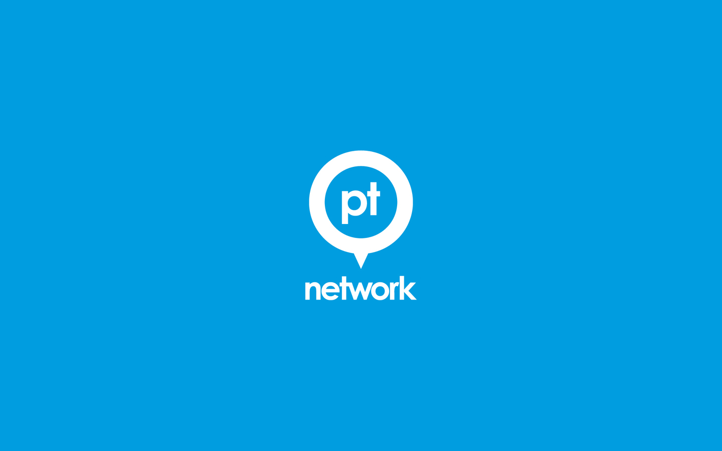 PT Network Logo Design in Mono White Reversed on Brand Colour